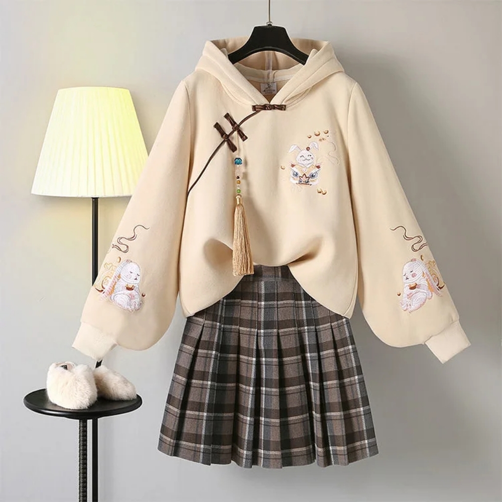 MODAKAWA KAWAII cream bunny rabbit hoodie XS